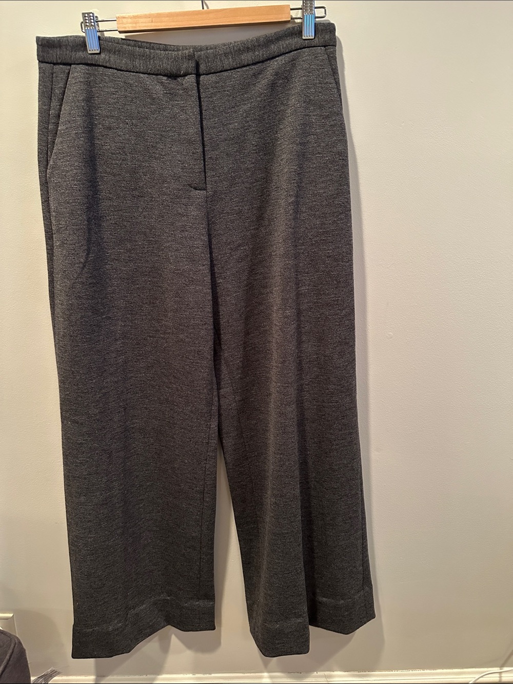 Adam Lippes Charcoal Wide-Leg Knit Pants